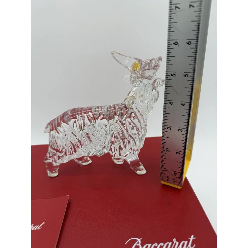 Rare Baccarat Crystal France Clear Long Hair Goat Solid Figurine Sheep Boxed